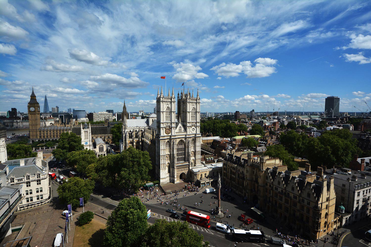 Westminster Abbey and the Palace of Westminster with Big Ben